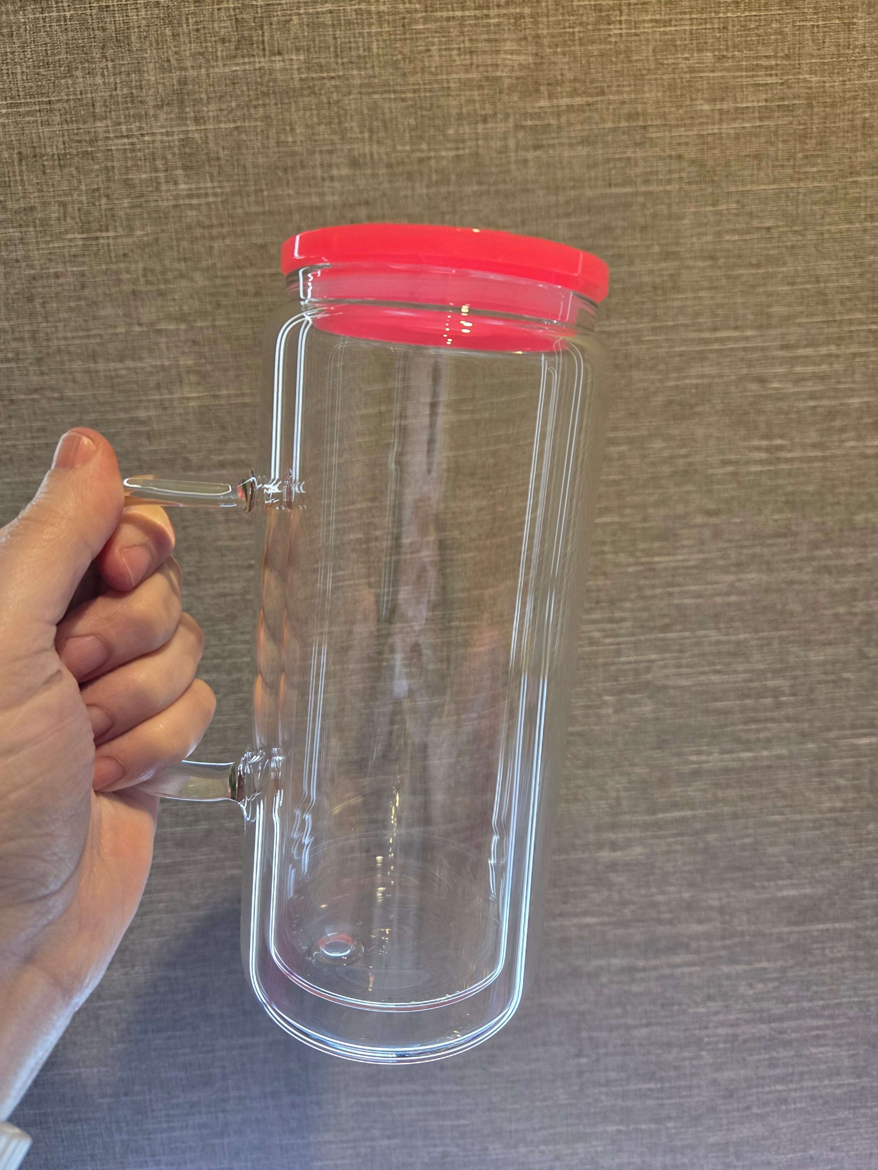 16oz Tall Glass Snowglobe with Handle