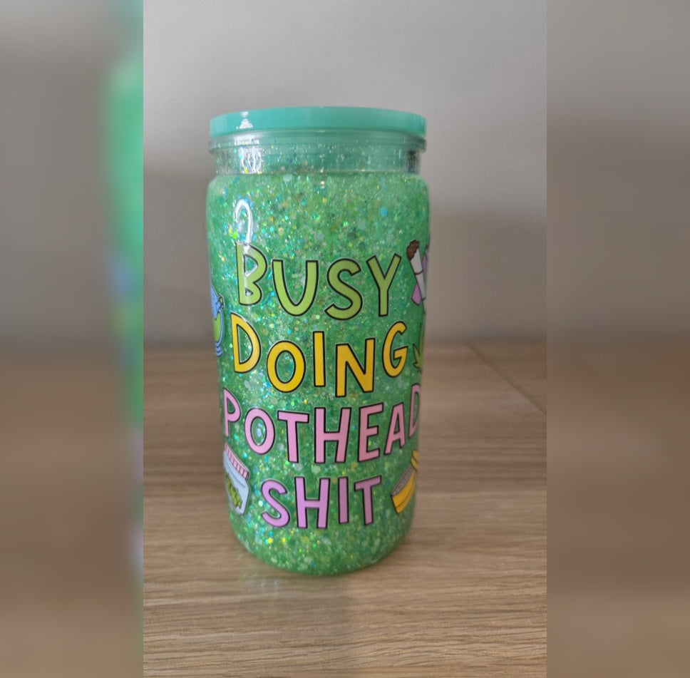 Pre made 16oz Acrylic Snowglobe Tumbler with Green Carebear 💚