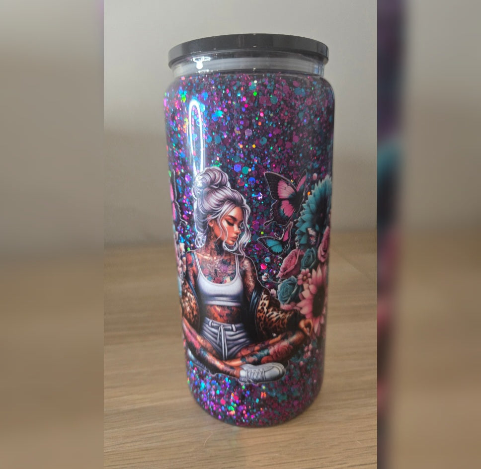 Pre made Tall 16oz Glass Snowglobe with Handle ✨️